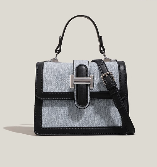Petit sac carré polyvalent de couleur contrastée, sac à main à bandoulière simple ED0504