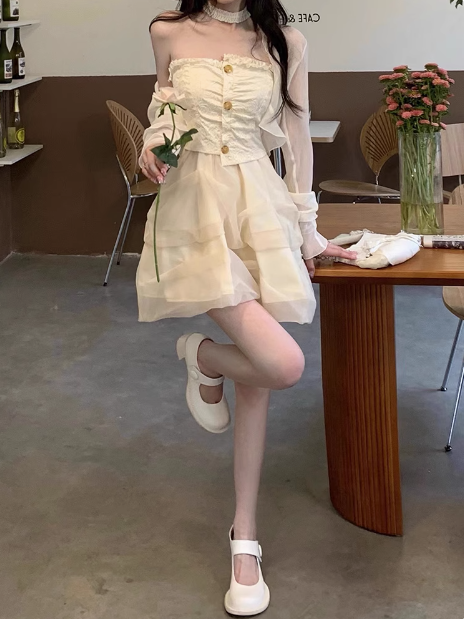 French A-line sweet style tube top dress ED0509