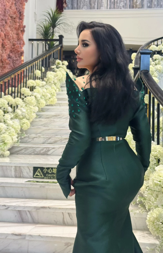 Glam Sheath Dark Green Long Prom Dresses Satin Dark Green Bride's Mother Dresses ED05121