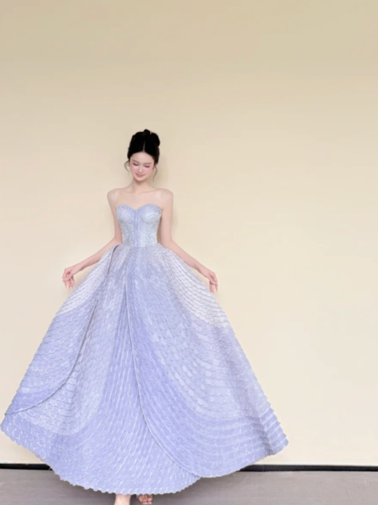 Cute Sweetheart-neck A-line Lilac Long Prom Dresses Sleeveless Lilac Birthday Dresses Sweet 16 Dress ED05127