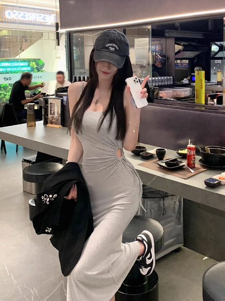 Korean style square neck slim fit sling hip skirt ED0513