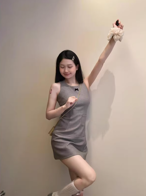 Casual Grey Slim Sleeveless Tank Dress ED0514