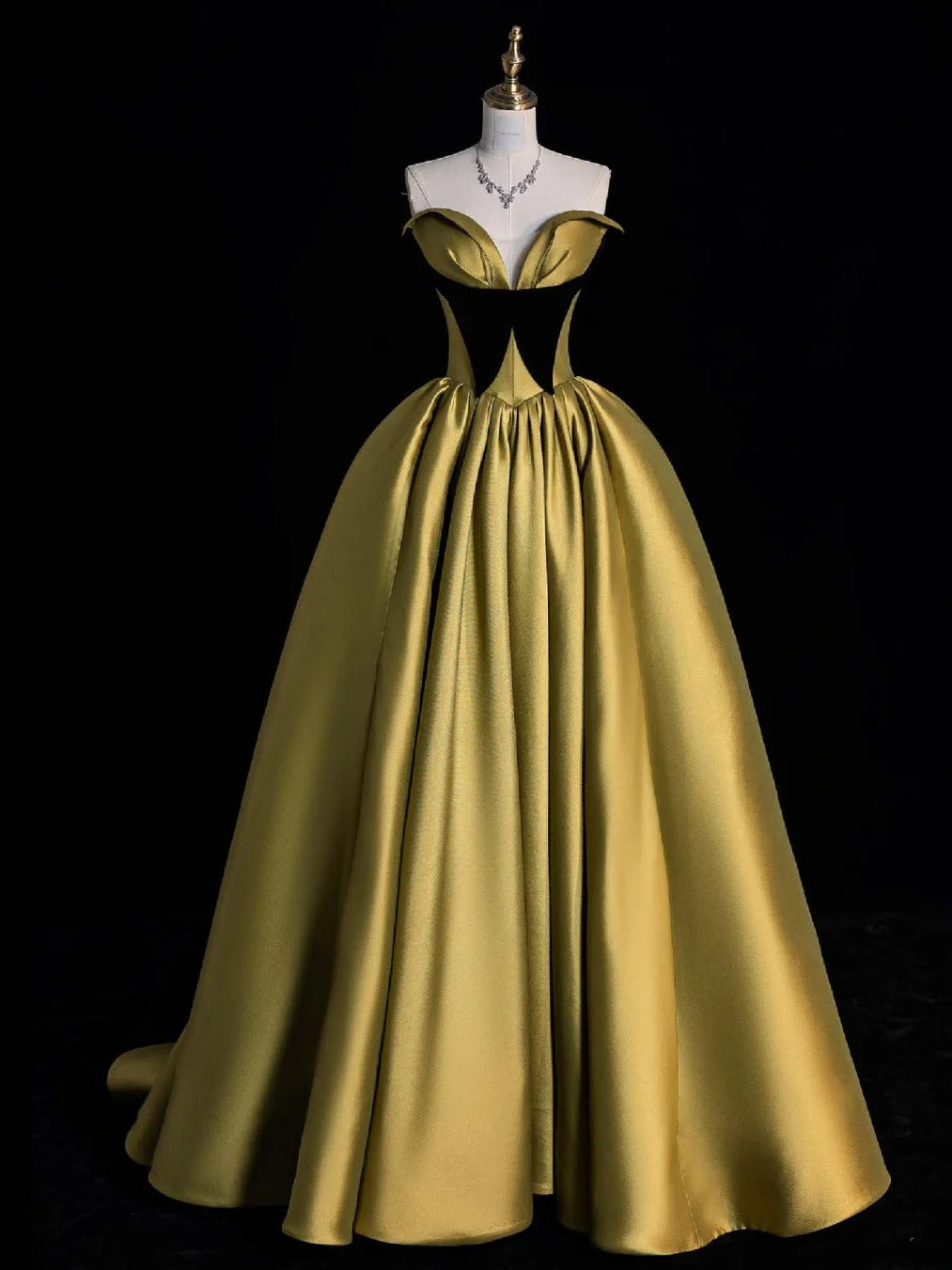 Fairy A-Line Yellow Long Prom Dresses Satin Yellow Birthday Dresses Sweet 16 Dress ED05160