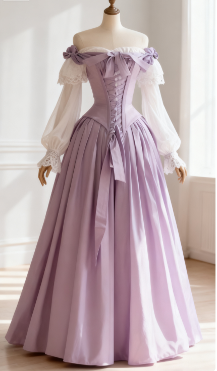 Sexy Off-shoulder A-Line Long Prom Dresses Satin Lilac Birthday Dresses Sweet 16 Dresses ED05182