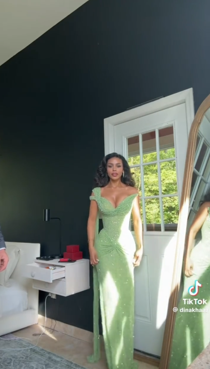 Elegant One-shoulder Sheath Tiffany Blue Long Prom Dresses, Glitter Tiffany Blue Evening Gowns ED05194