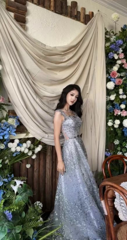 Chic Straps A-Line Long Prom Dresses Tulle Grey Blue Wedding Guest Dresses ED05257