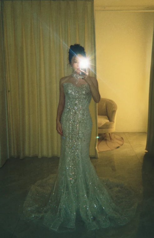 Elegant Mermaid Evening Gowns Green Long Prom Dresses Sweetheart Tulle Green Formal Dresses ED05274