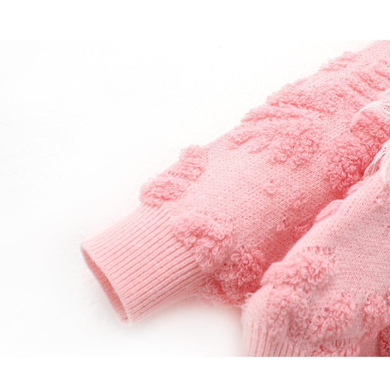 Rosa Pullover mit Rundhalsausschnitt und Blumenstickerei ED0531