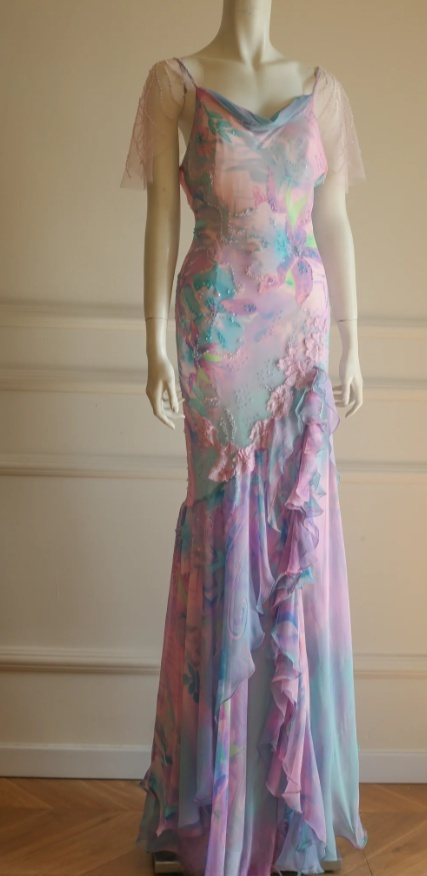 Fairy Sheath Long Prom Dresses Straps Chiffon Evening Dresses Sleeveless Wedding Guest Dresses ED05369