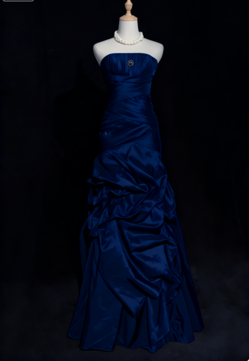 Fairy Hot Pink Long Birthday Dresses Sheath Prom Dress, Strapless Satin Sleeveless Evening Dresses ED05411