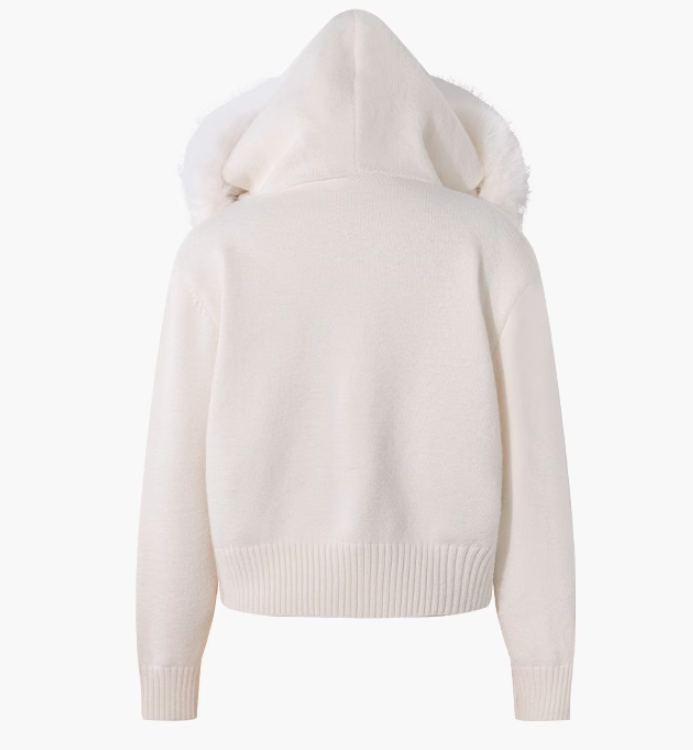 2025 New Style Fashion Hooded Fur Collar Zipper Loose Sweater ED0544