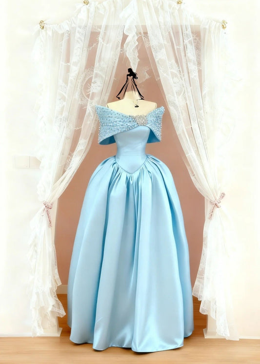 Elegant Sheath Gold Wedding Guest Dresses Satin Off-shoulder Gold Evening Dresses ED05484