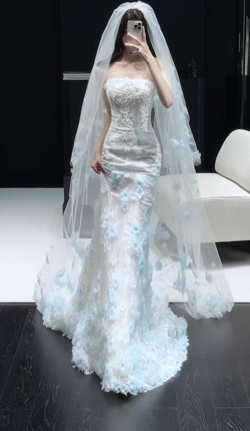 Luxury Strapless Mermaid Long Wedding Dresses Lace Appliques White Bridal Gowns Sleeveless Bridal Dresses ED05492
