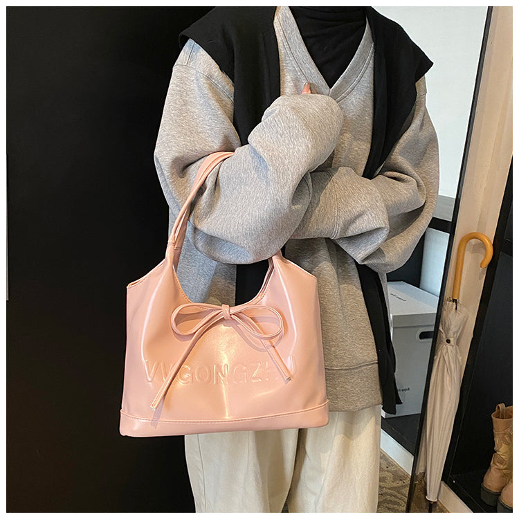 Versatile ballet style red bow shoulder bag ED0549