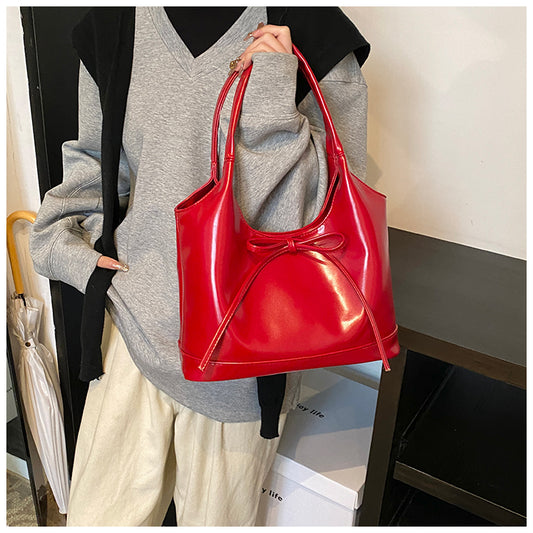 Versatile ballet style red bow shoulder bag ED0549