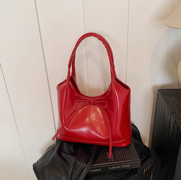 Versatile ballet style red bow shoulder bag ED0549