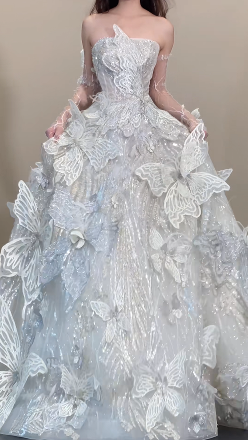 Robes d'anniversaire élégantes bleu dégradé, col en V, paillettes, mousseline, fourreau, robes de bal, robes de soirée ED04456