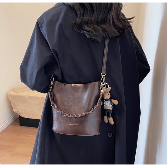 Retro versatile crossbody bag portable bucket bag ED0551