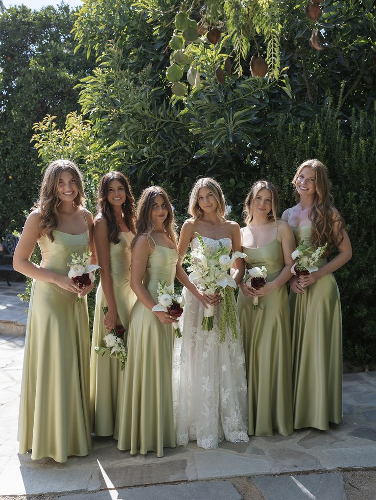 Chic Sheath Spagheti Straps Long Evening Dresses Satin Olive Green Bridesmaid Dresses ED05526