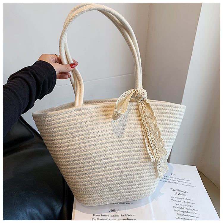 Sac fourre-tout polyvalent à bandoulière, sac à main de plage tissé ED0552