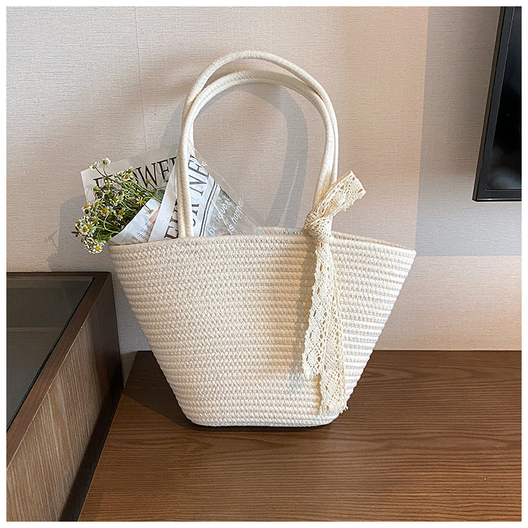 Sac fourre-tout polyvalent à bandoulière, sac à main de plage tissé ED0552