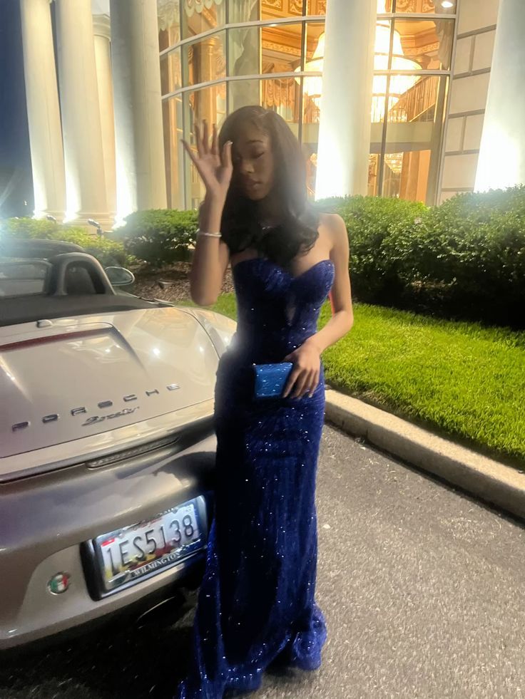 Glam Sweetheart Mermaid Royal Blue Long Prom Dresses Beaded Tulle Evening Dresses Sleeveless Birthday Dresses ED05530