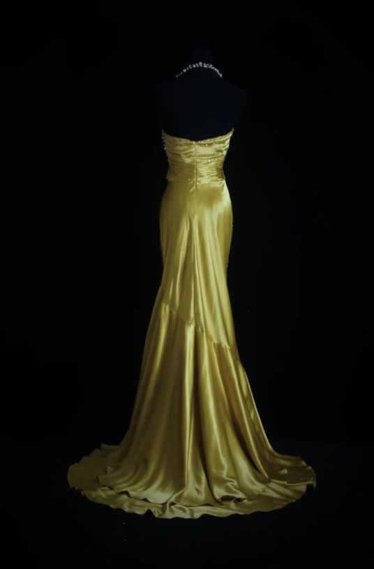 Chic Sweetheart Mermaid Long Prom Dresses Satin Yellow Evening Gowns Sleeveless Formal Dresses ED05560