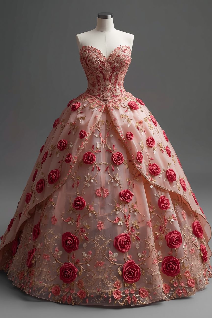 Fairy Sweetheart A-Line Long Prom Dresses, Tulle Peach Quinceanera Dresses Sleeveless Sweet 16 Dresses ED05605