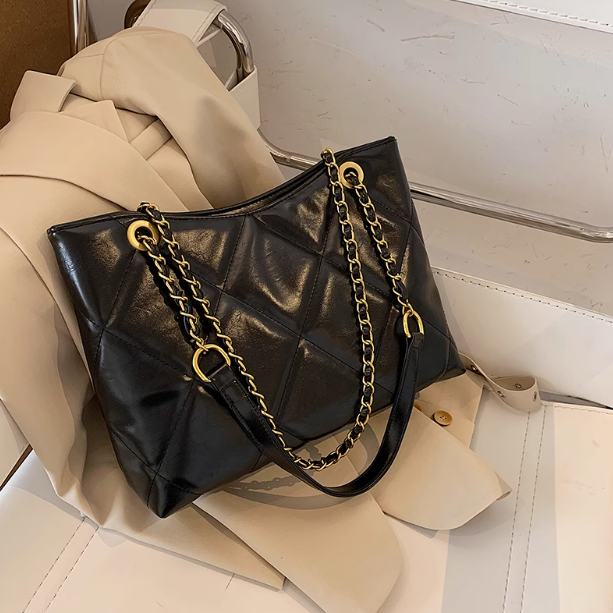 Diamond chain large capacity commuter shoulder bag ED0563