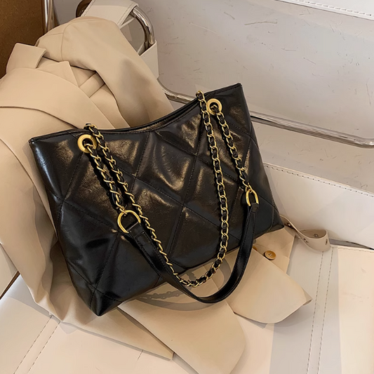 Diamond chain large capacity commuter shoulder bag ED0563
