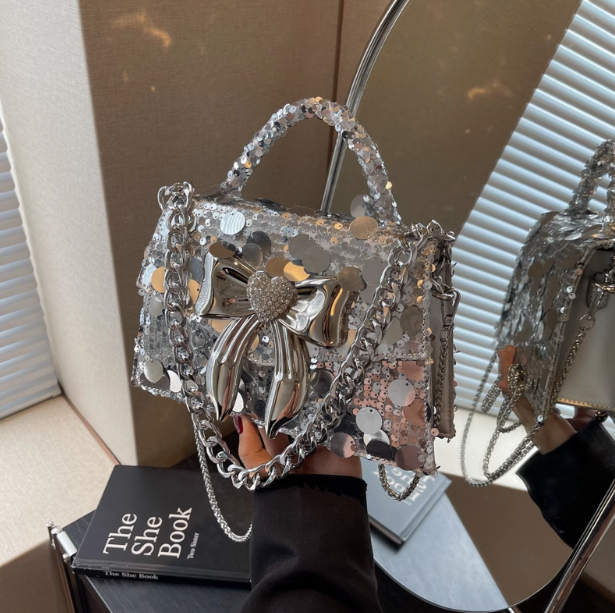 Sequined chain crossbody bag shoulder square bag ED0566