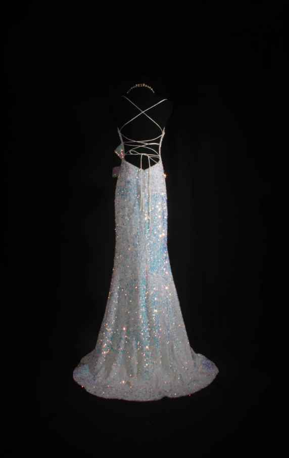 Vintage Sheath Long Prom Dresses Sparkly Sequins Spaghetti Straps Evening Dresses Sleeveless Formal Dresses ED05732