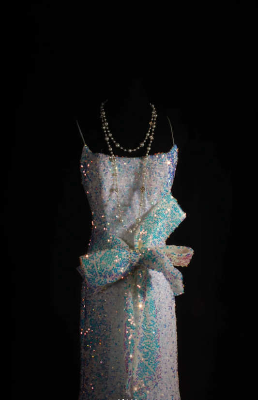 Vintage Sheath Long Prom Dresses Sparkly Sequins Spaghetti Straps Evening Dresses Sleeveless Formal Dresses ED05732