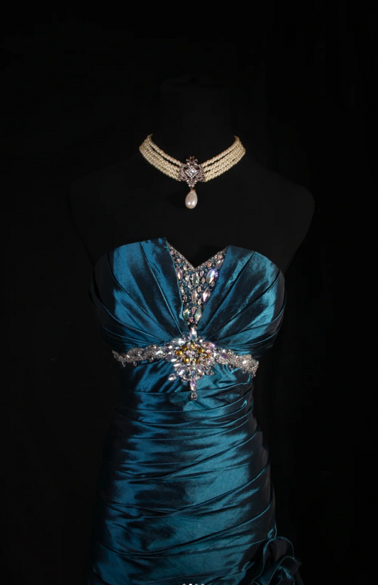 Robes d'anniversaire élégantes bleu dégradé, col en V, paillettes, mousseline, fourreau, robes de bal, robes de soirée ED04456