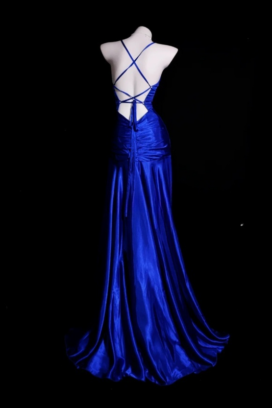 Robes d'anniversaire élégantes bleu dégradé, col en V, paillettes, mousseline, fourreau, robes de bal, robes de soirée ED04456