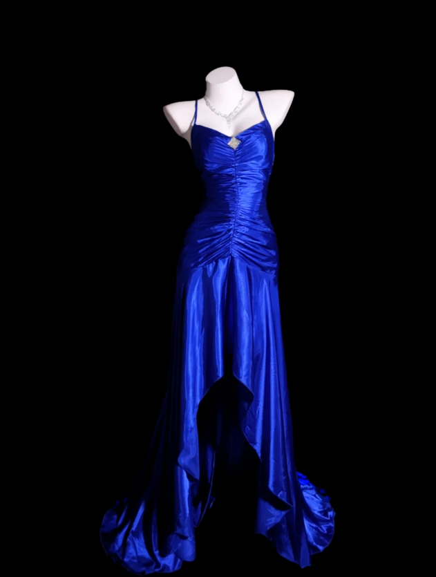 Chic Royal Blue Sheath Long Prom Dresses Satin Spaghetti Straps Evenin EvaFashionDress Chic Royal Blue Sheath Long Prom Dresses Satin Spaghetti Straps Evenin EvaFashionDress
