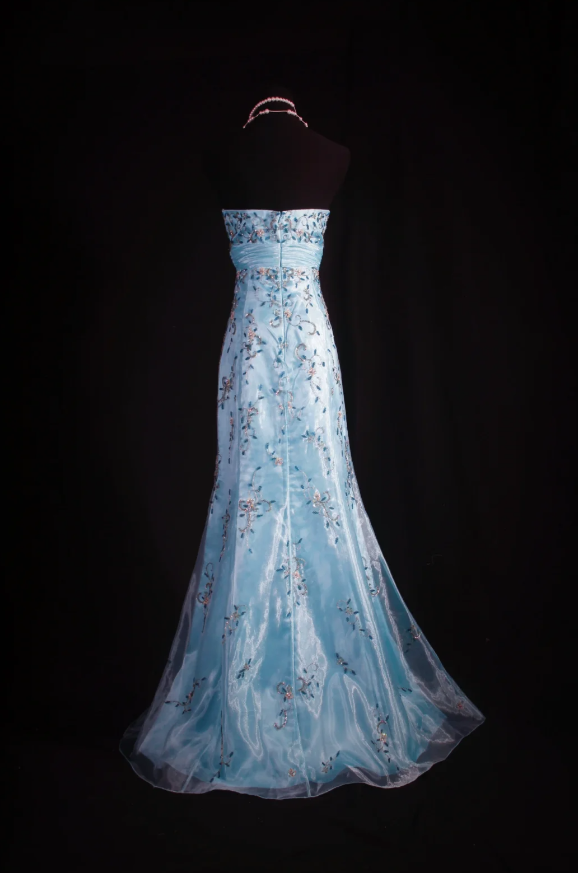 Vintage Blue Mermaid Long Prom Dresses Beaded Tulle Sweetheart Evening Dresses Sleeveless Formal Dresses ED05793