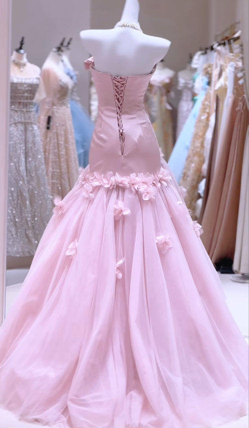 Elegant Pink Sheath Long Prom Dresses Satin Strapless Quinceanera Dresses Sleeveless Sweet 16 Dresses ED05886