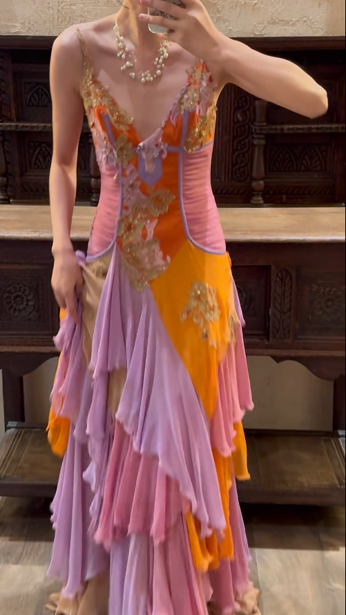 Chic Sheath Chiffon Long Prom Dresses Chiffon Straps Evening Dresses Sleeveless Birthday Dresses ED05917