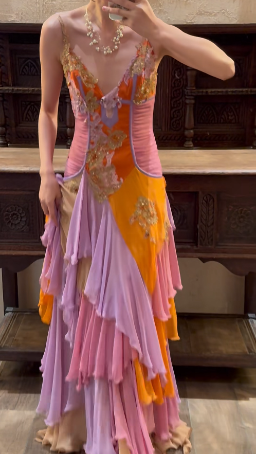 Chic Sheath Chiffon Long Prom Dresses Chiffon Straps Evening Dresses Sleeveless Birthday Dresses ED05917