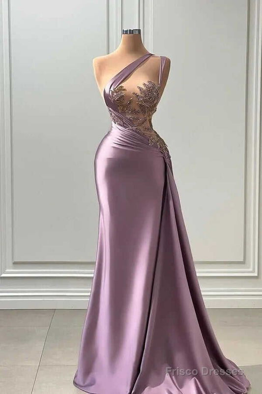 Chic Dusty Pink Sheath Long Prom Dresses Satin Sweetheart Evening Dresses ED05952