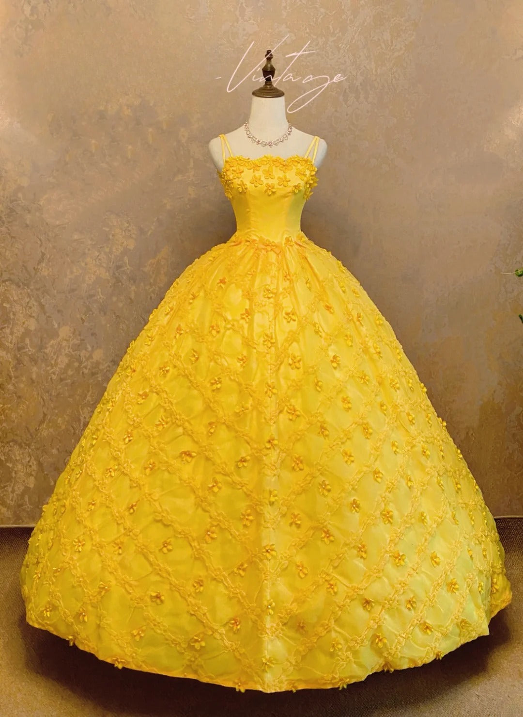 yellow sweet 16 dresses Fairy Yellow Long Prom Dresses Satin Appliques A-Line Sleeveless Quinc –  EvaFashionDress