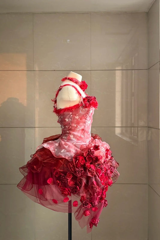 Sexy Sheath Coral Short Prom Dresses Tulle Spaghetti Straps Birthday Dresses Sleeveless Party Dresses ED06024