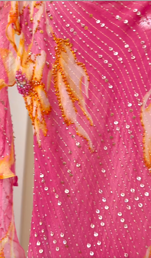 Vintage Sheath Pink Short Prom Dresses Chiffon Beaded Straps Evening Dresses ED06042