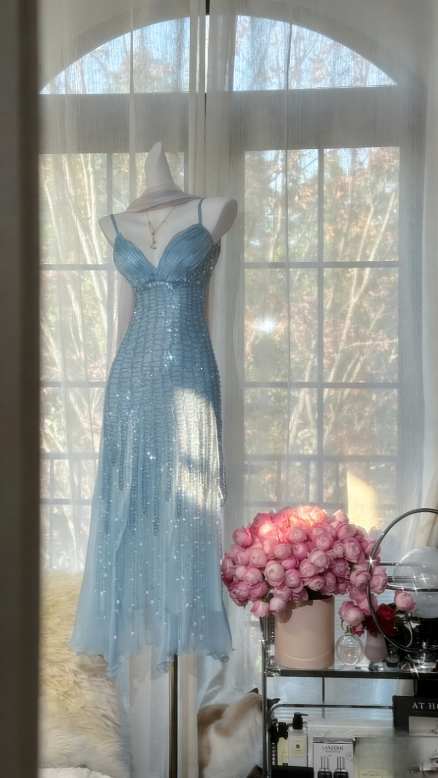 Vintage Peach Birthday Dresses Sapghetti Straps Sheath Short Prom Dresses Beaded Chifffon Backless Evening Dresses ED06074