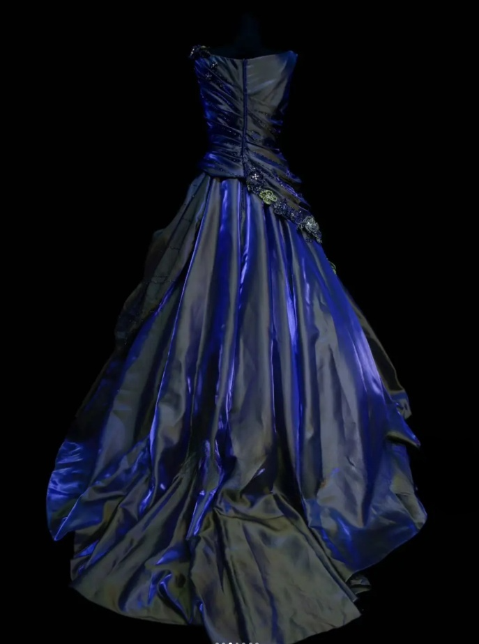 Elegant Navy Blue Long Prom Dresses Straps A-Line Evening Dresses Beaded Satin Sleeveless Formal Dresses ED06080