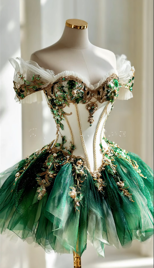 Chic Green Short Prom Dresses Appliques Tulle Off-shoulder A-Line Evening Dresses ED06153