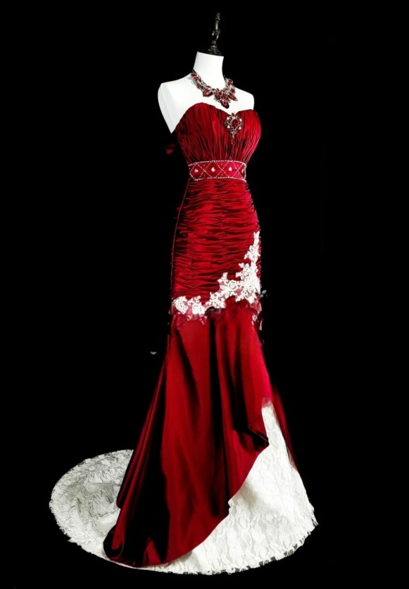 Gorgeous Mermaid Burgundy Long Prom Dress Applique Satin Sweetheart Evening Dress Sleeveless Birthday Dress ED06363