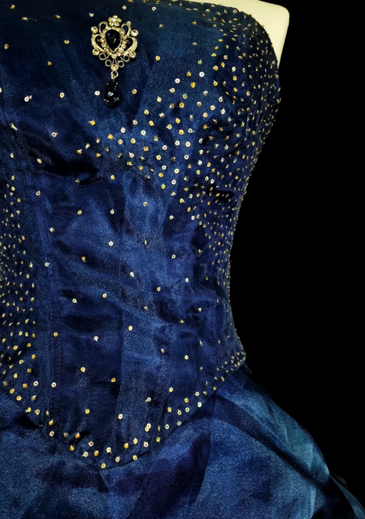 Chic A-line Blue Short Prom Dress Satin Strapless Evening Dress ED06371