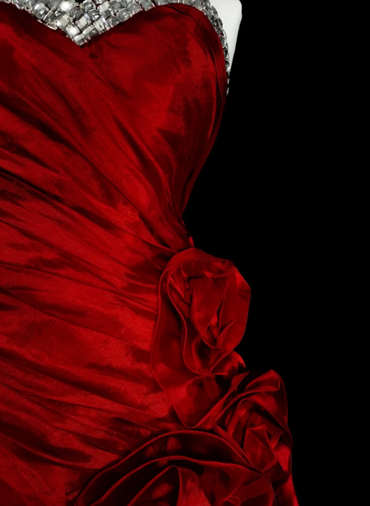 Chic A-line Burgundy Short Prom Dress Satin Sweetheart Evening Dress Sleeveless Party Dress ED06372